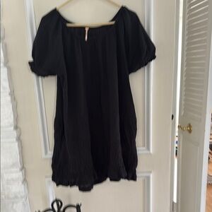 Free People Black Puff Sleeve Mini Dress